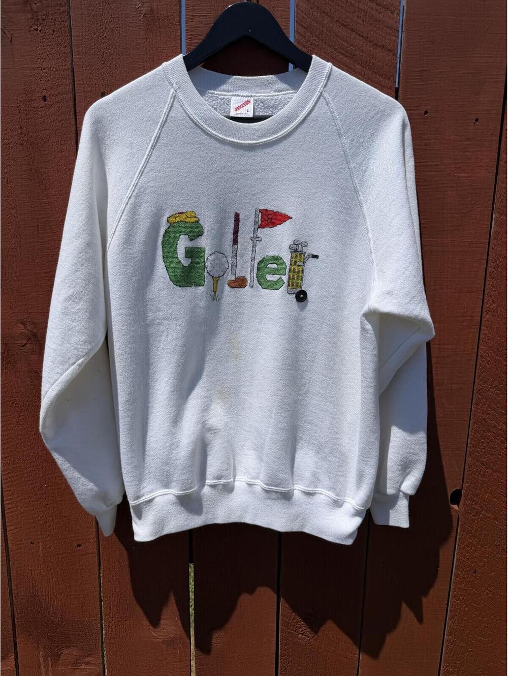 VTG 90s Golfer Golfing Crewneck Sweatshirt Sz L